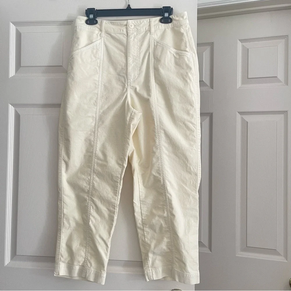 Madewell High Rise Seamed Tapered Pants Straight Leg Comfy  Neutral Cream 10 - Picture 3 of 15